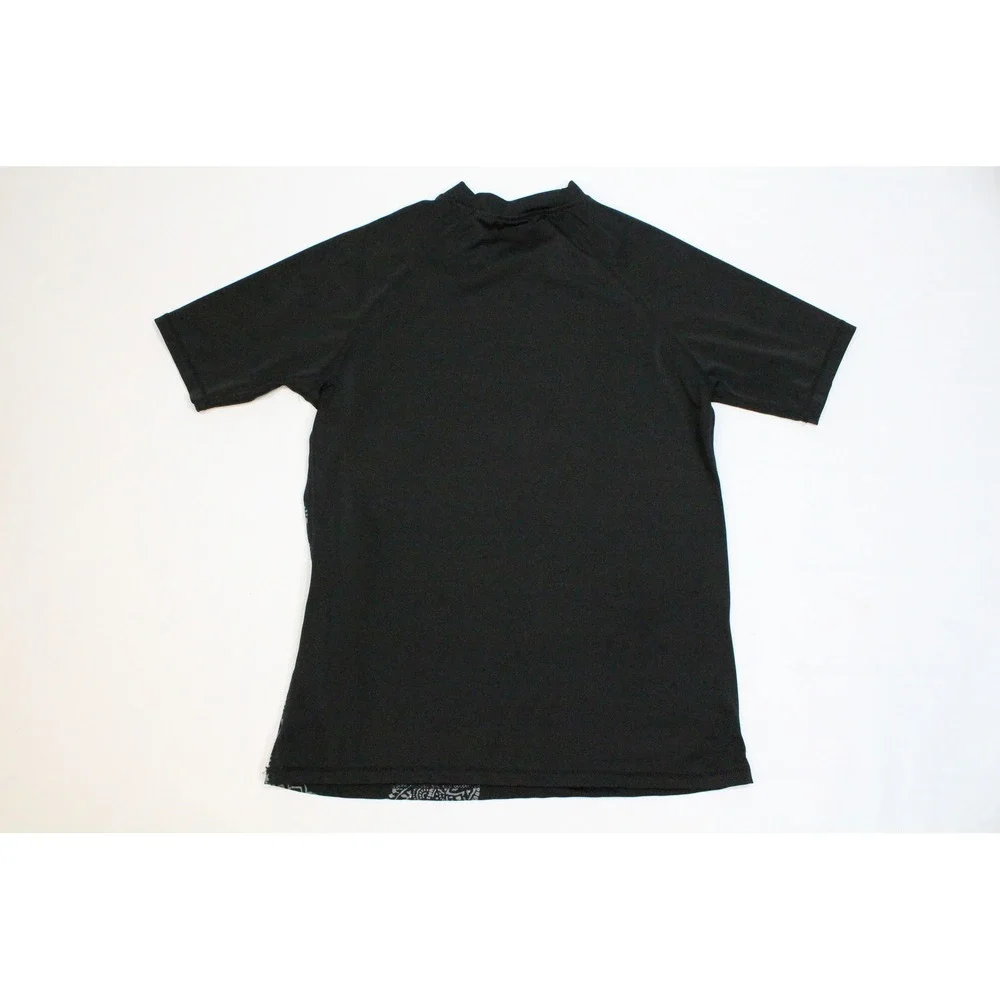 Kanu Surf Womens Black Paisley Rash Guard Short Sleeve Swim Shirt Large